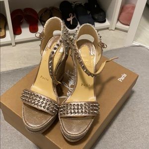 Christian Louboutin wedge silver
